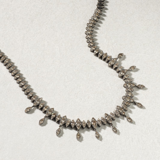 Sterling and Diamond Marquis Drop Necklace