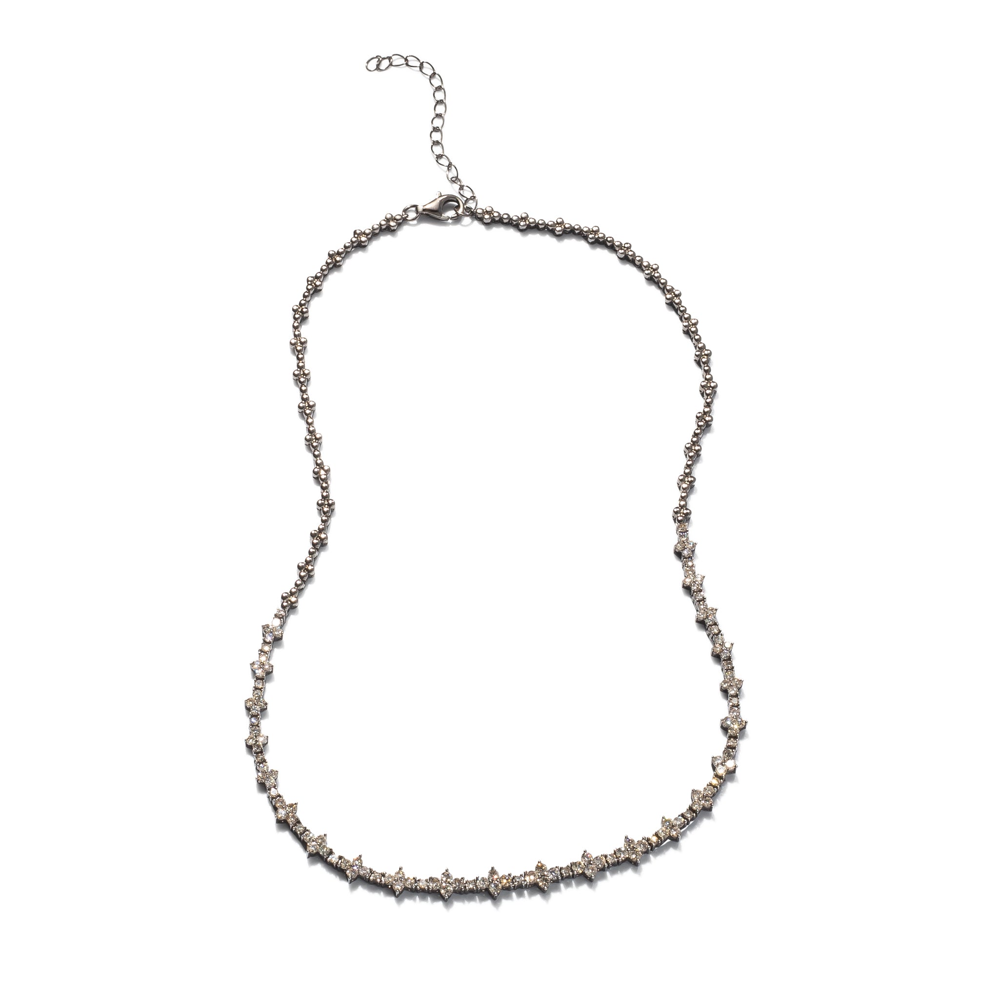 Sterling and Princess Diamond Necklace