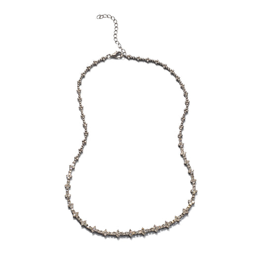 Sterling and Princess Diamond Necklace