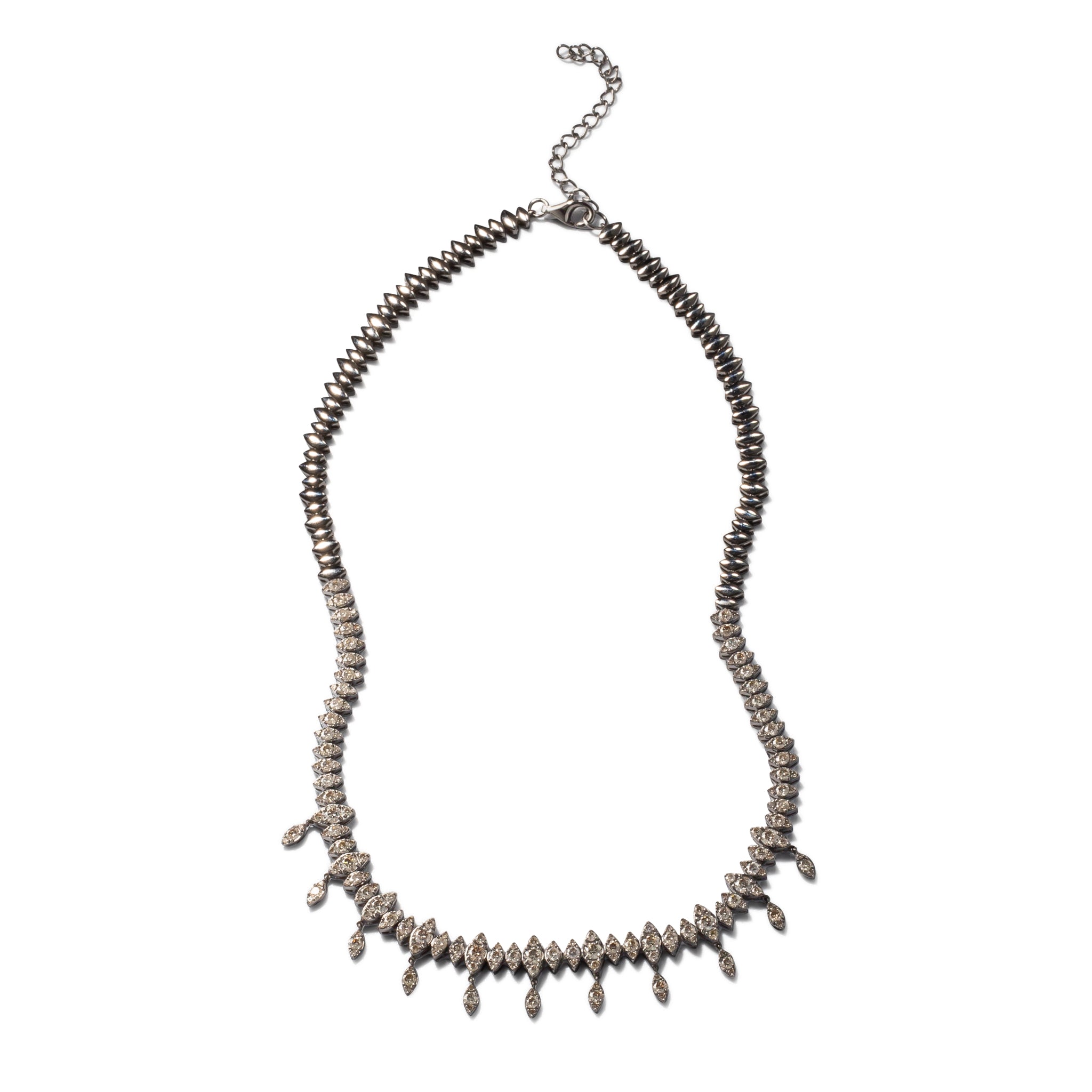 Sterling and Diamond Marquis Drop Necklace