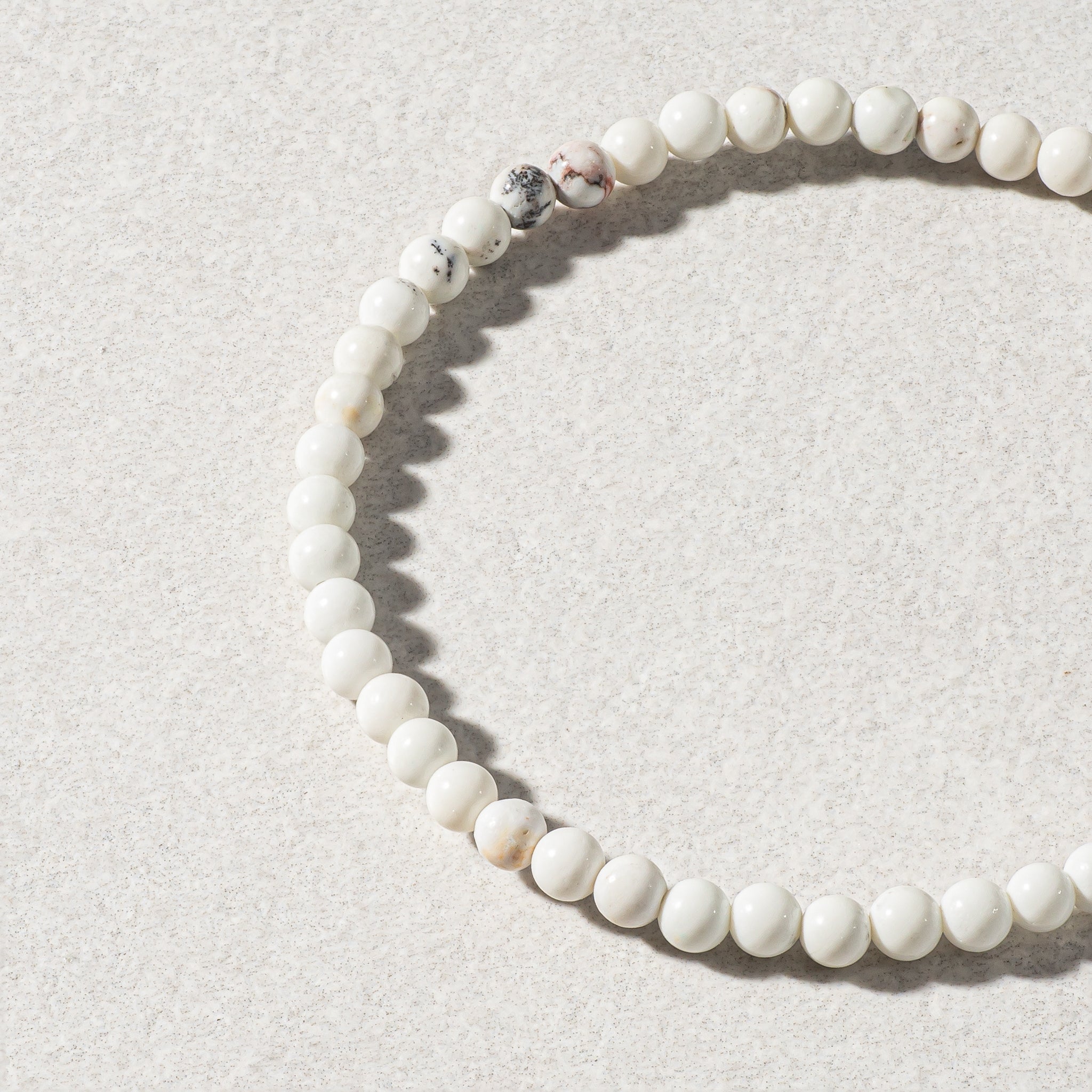 Mens White Magnesite Beaded Bracelet