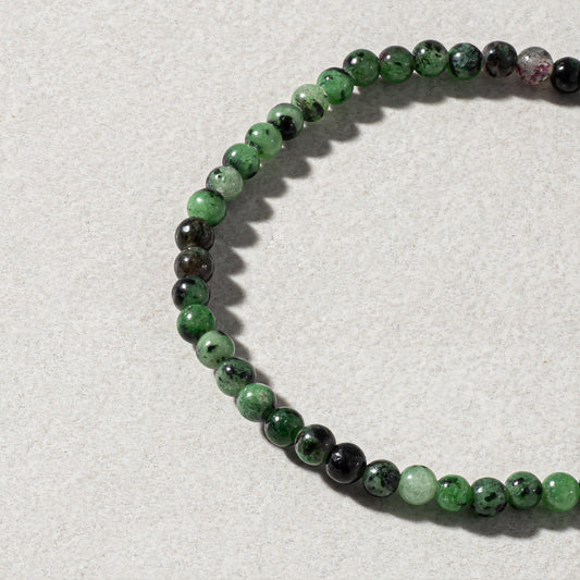 Mens Ruby Zoisite Beaded Bracelet