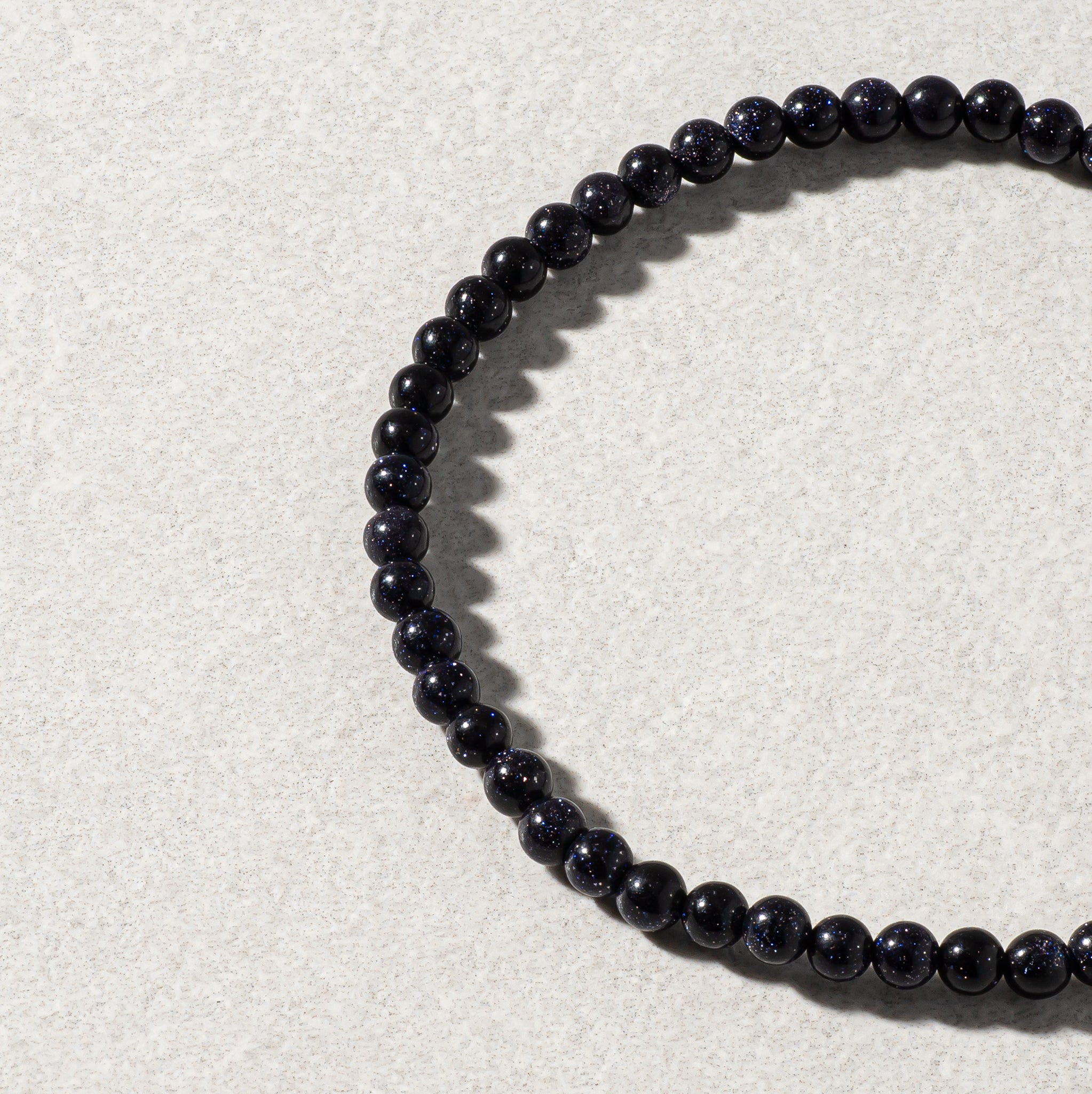 Mens Blue Goldstone Beaded Bracelet
