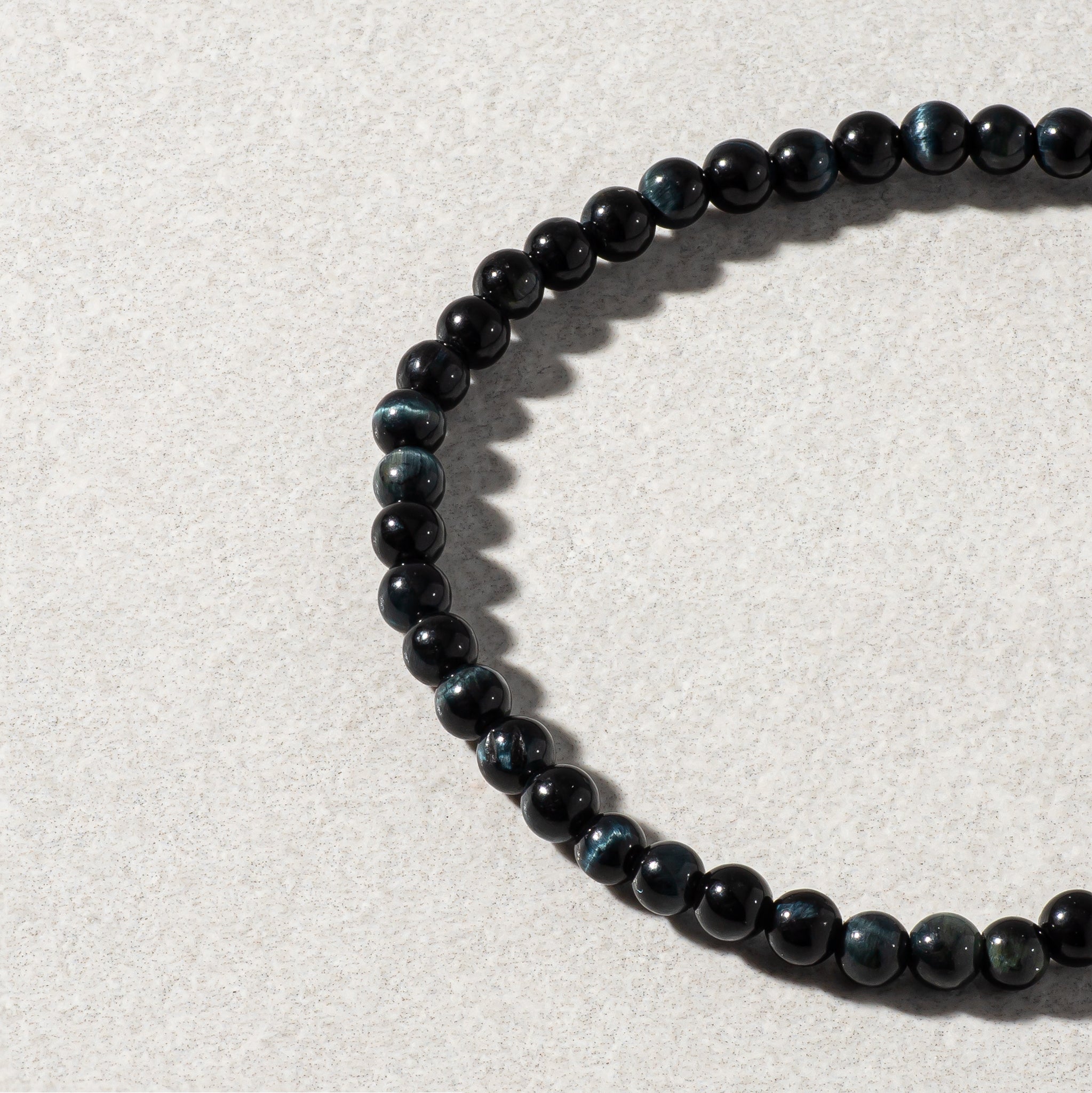 Mens Blue Tigers Eye Beaded Bracelet