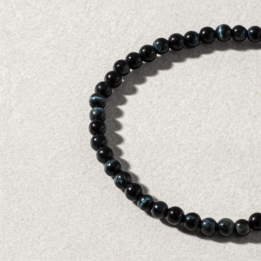 Mens Blue Tigers Eye Beaded Bracelet