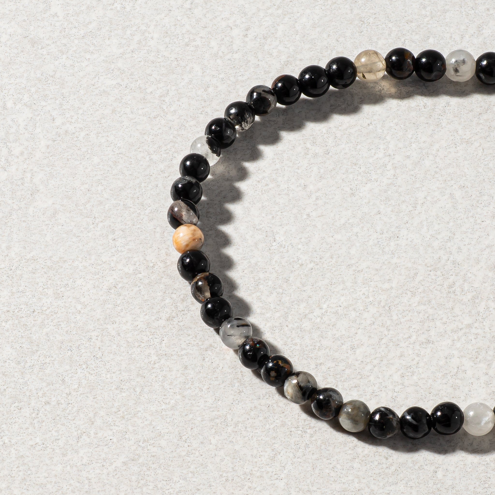 Mens Black Tourmaline Beaded Bracelet