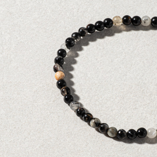 Mens Black Tourmaline Beaded Bracelet