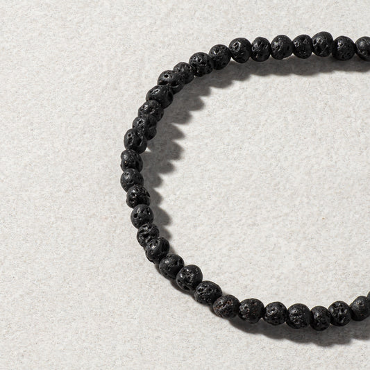 Mens Black Lava Beaded Bracelet