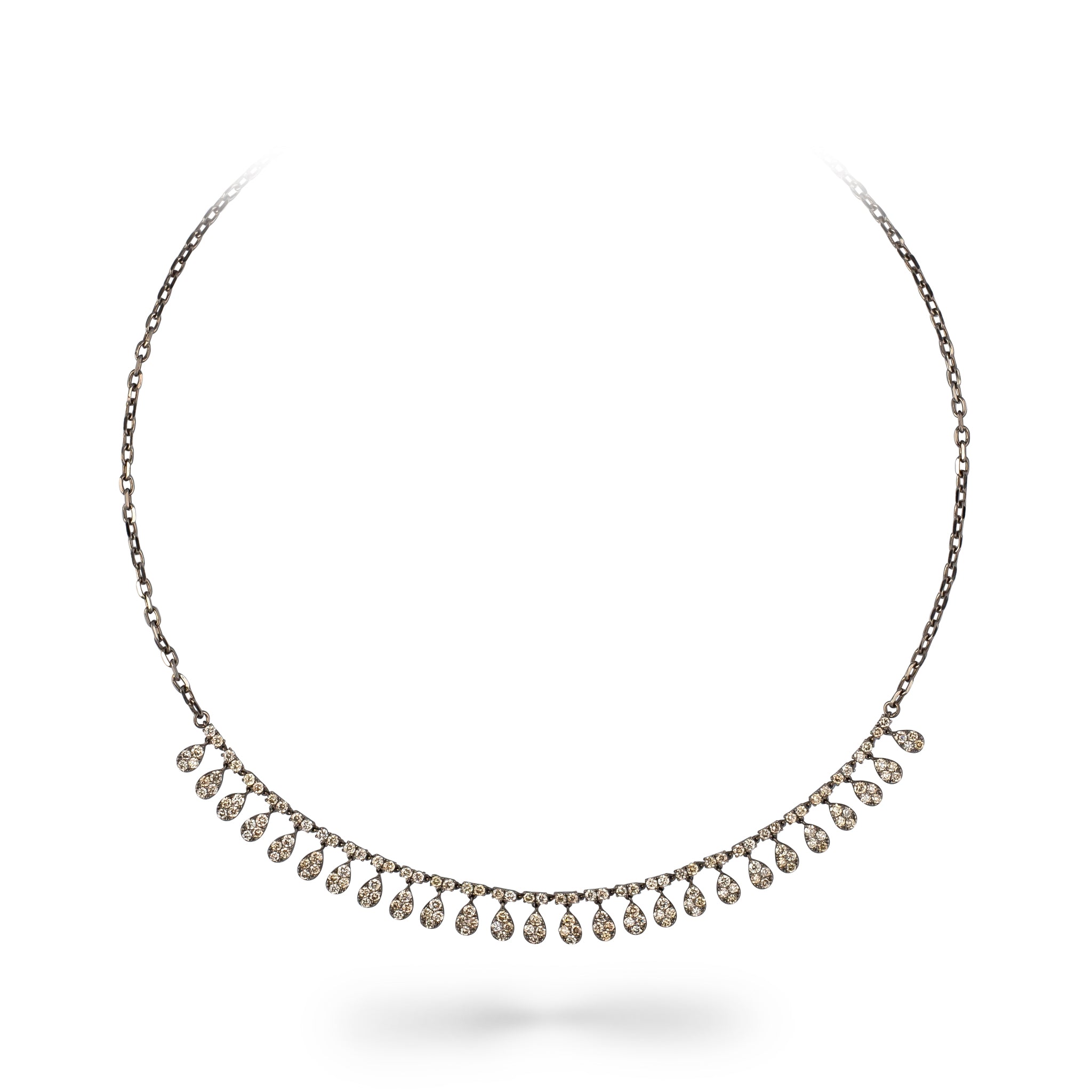 Sterling and Diamond Pear Drop Necklace