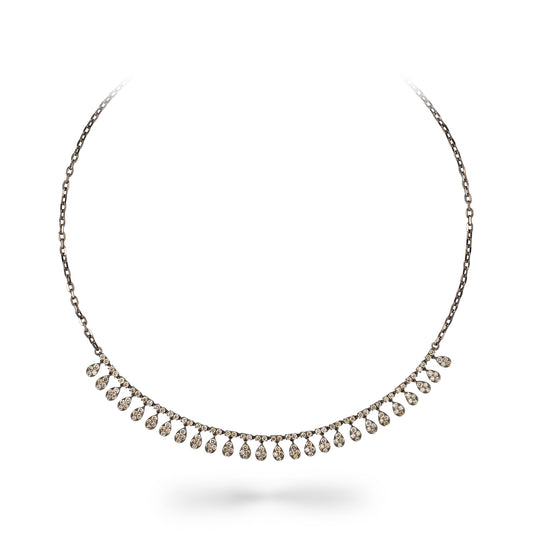 Sterling and Diamond Pear Drop Necklace