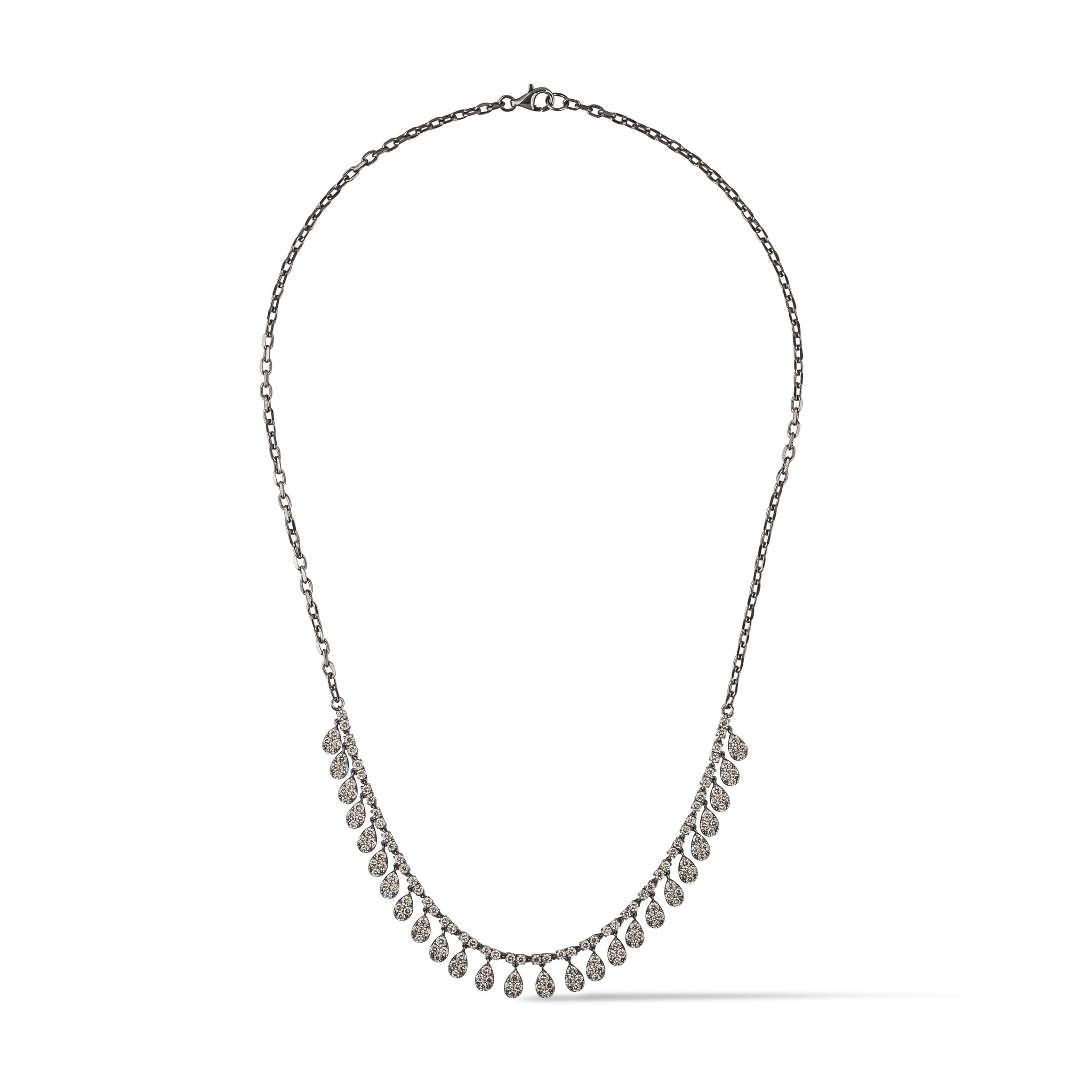 Sterling and Diamond Pear Drop Necklace