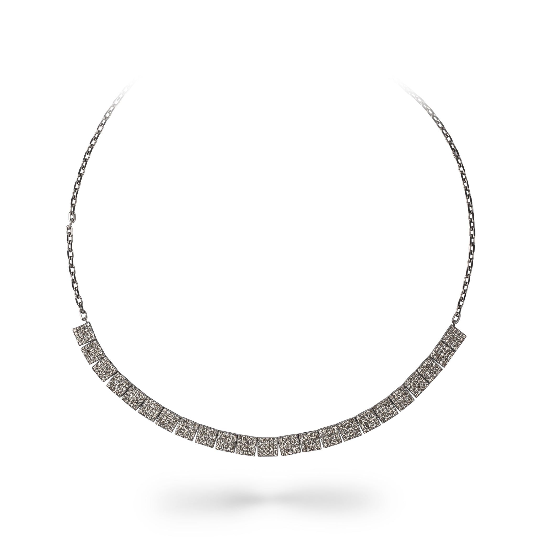 Sterling and Diamond Square Necklace