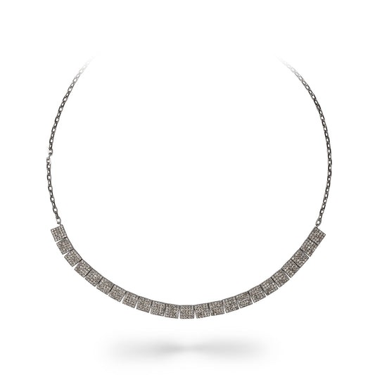 Sterling and Diamond Square Necklace