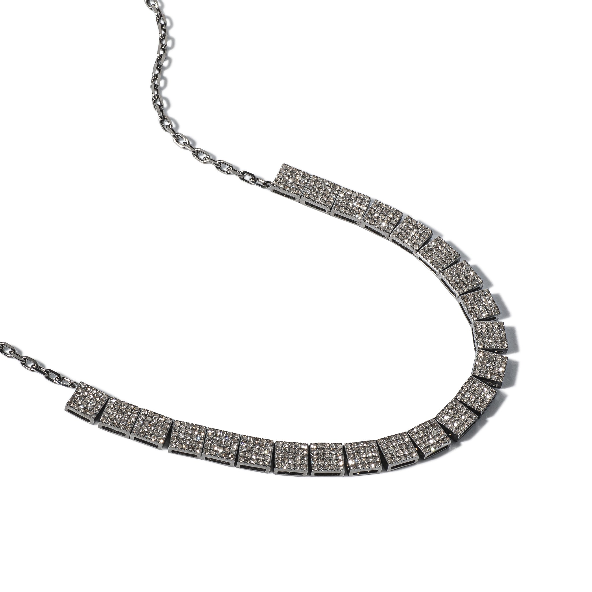 Sterling and Diamond Square Necklace