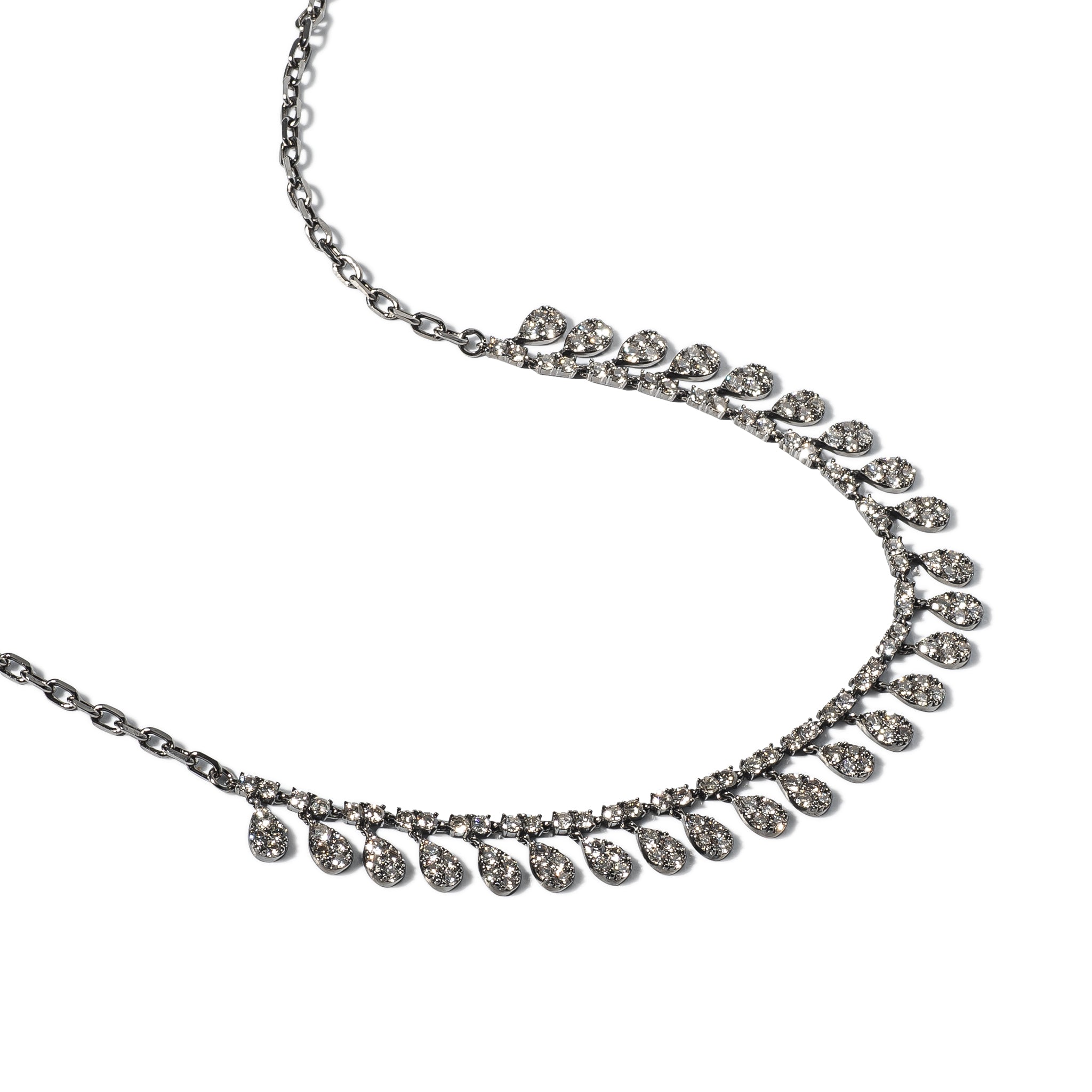 Sterling and Diamond Pear Drop Necklace