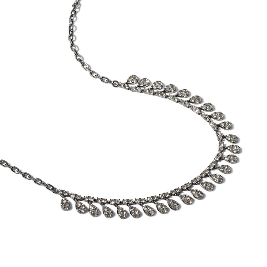 Sterling and Diamond Pear Drop Necklace
