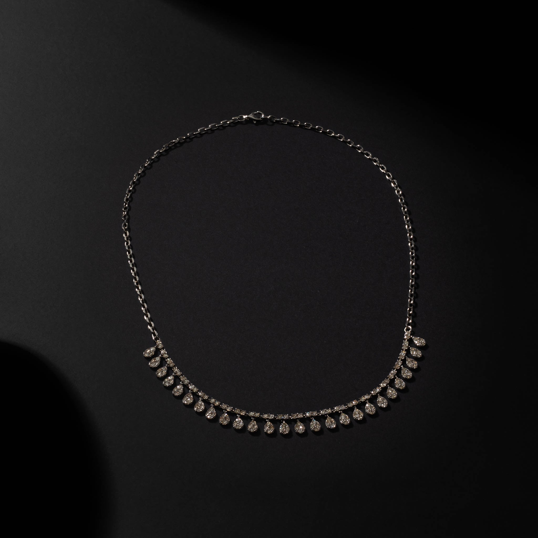 Sterling and Diamond Pear Drop Necklace