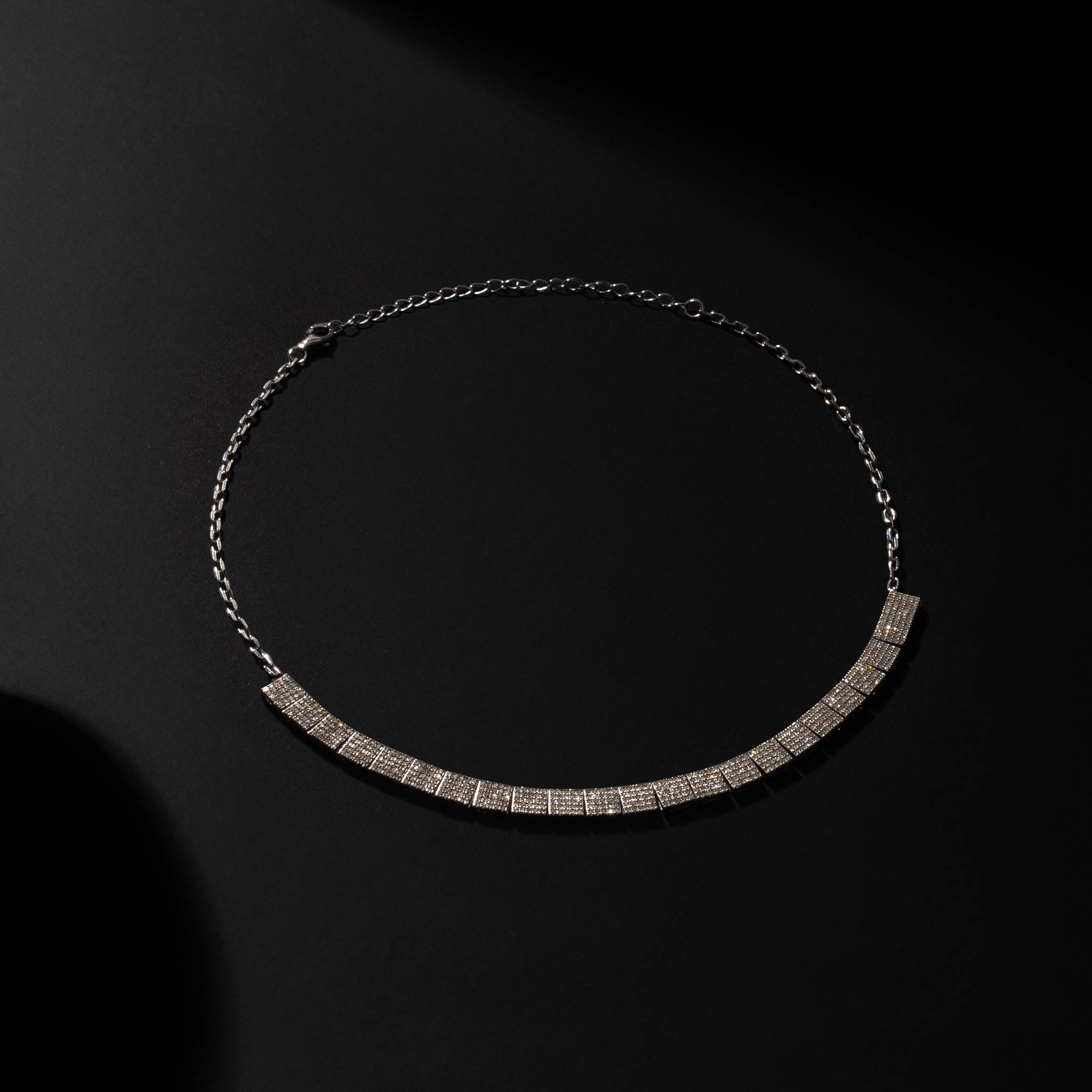 Sterling and Diamond Square Necklace