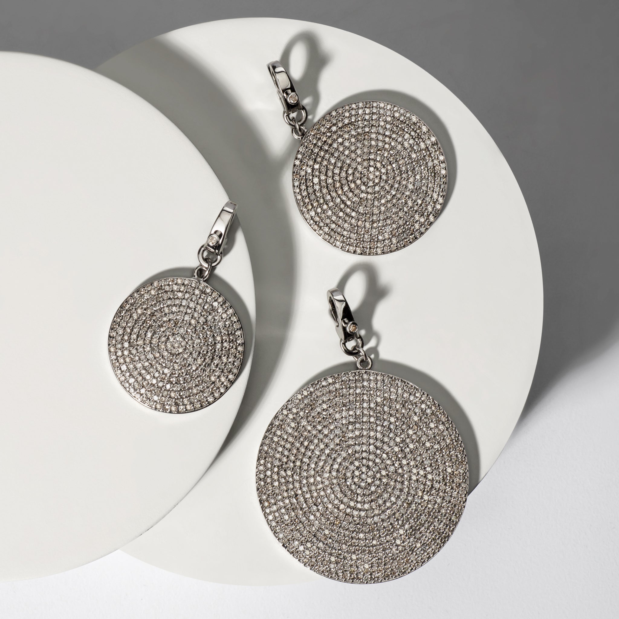 Black Rhodium Diamond Clip Disk Charm 40mm