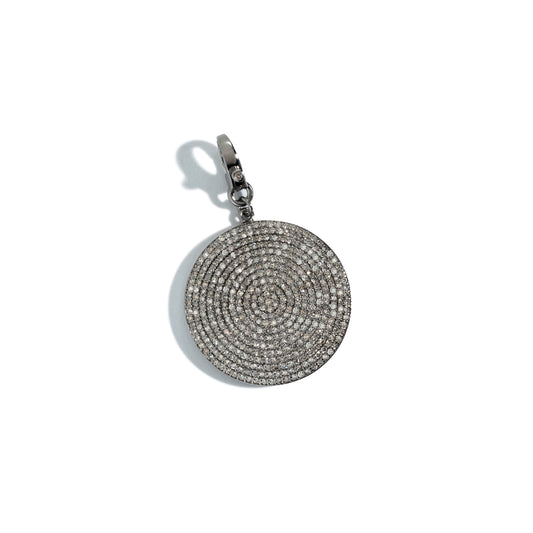 Black Rhodium Diamond Clip Disk Charm 30mm