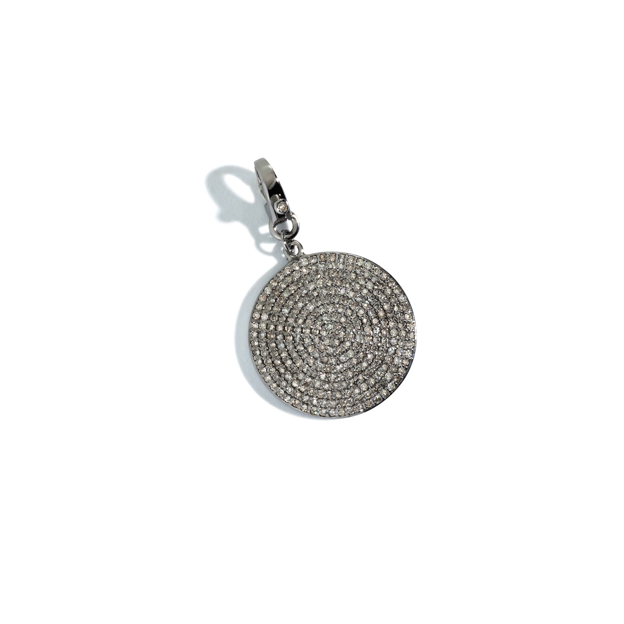 Black Rhodium Diamond Clip Disk Charm 27mm