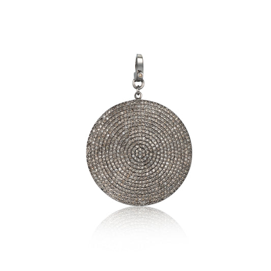 Black Rhodium Diamond Clip Disk Charm 40mm