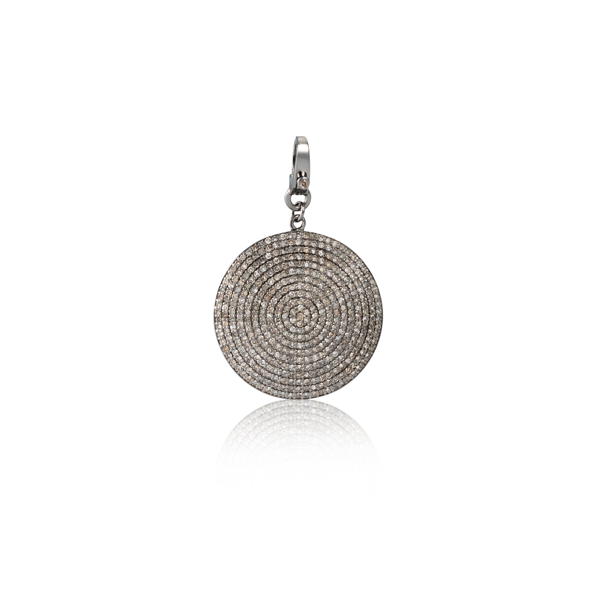 Black Rhodium Diamond Clip Disk Charm 30mm
