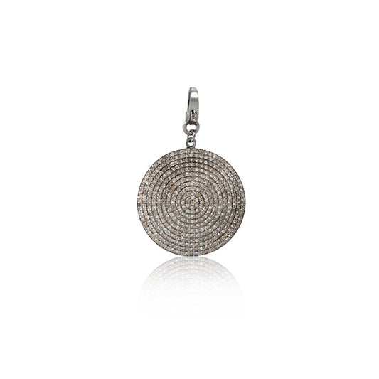 Black Rhodium Diamond Clip Disk Charm 30mm