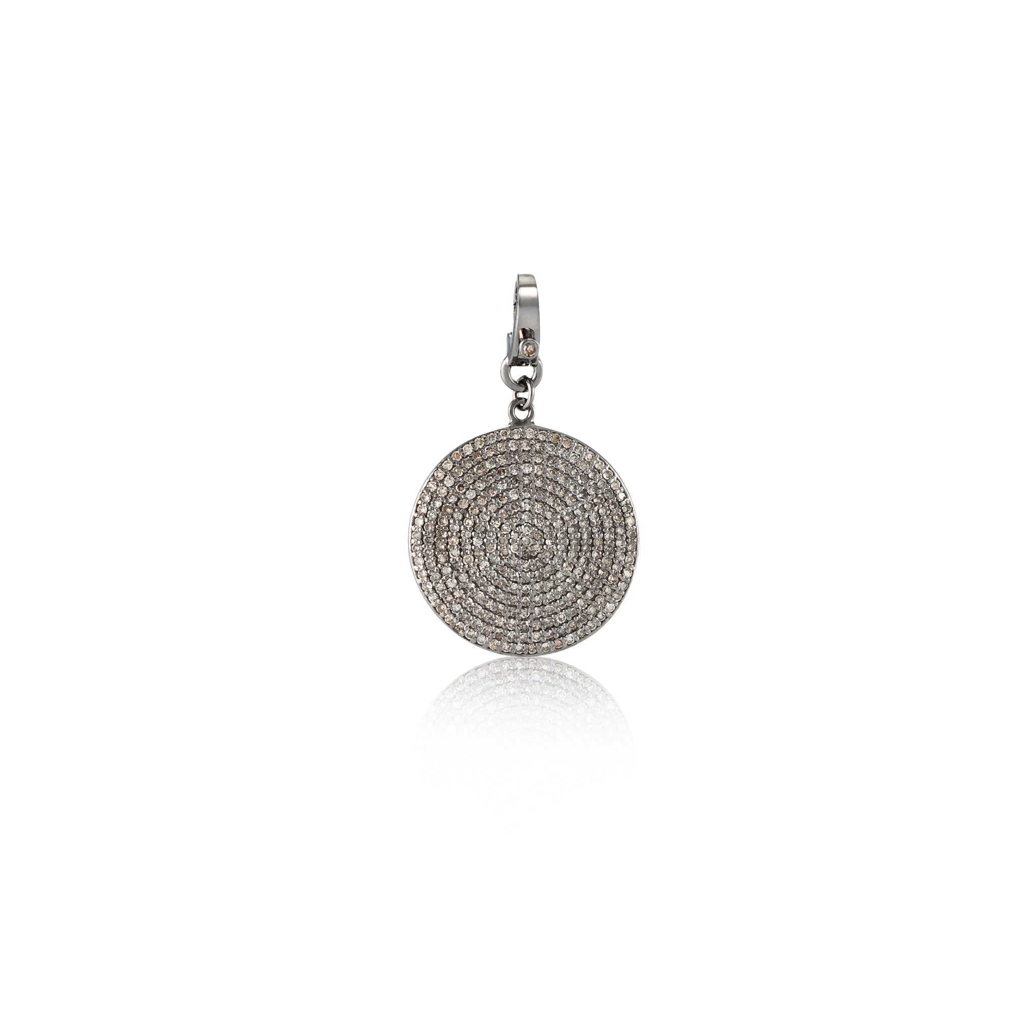 Black Rhodium Diamond Clip Disk Charm 27mm