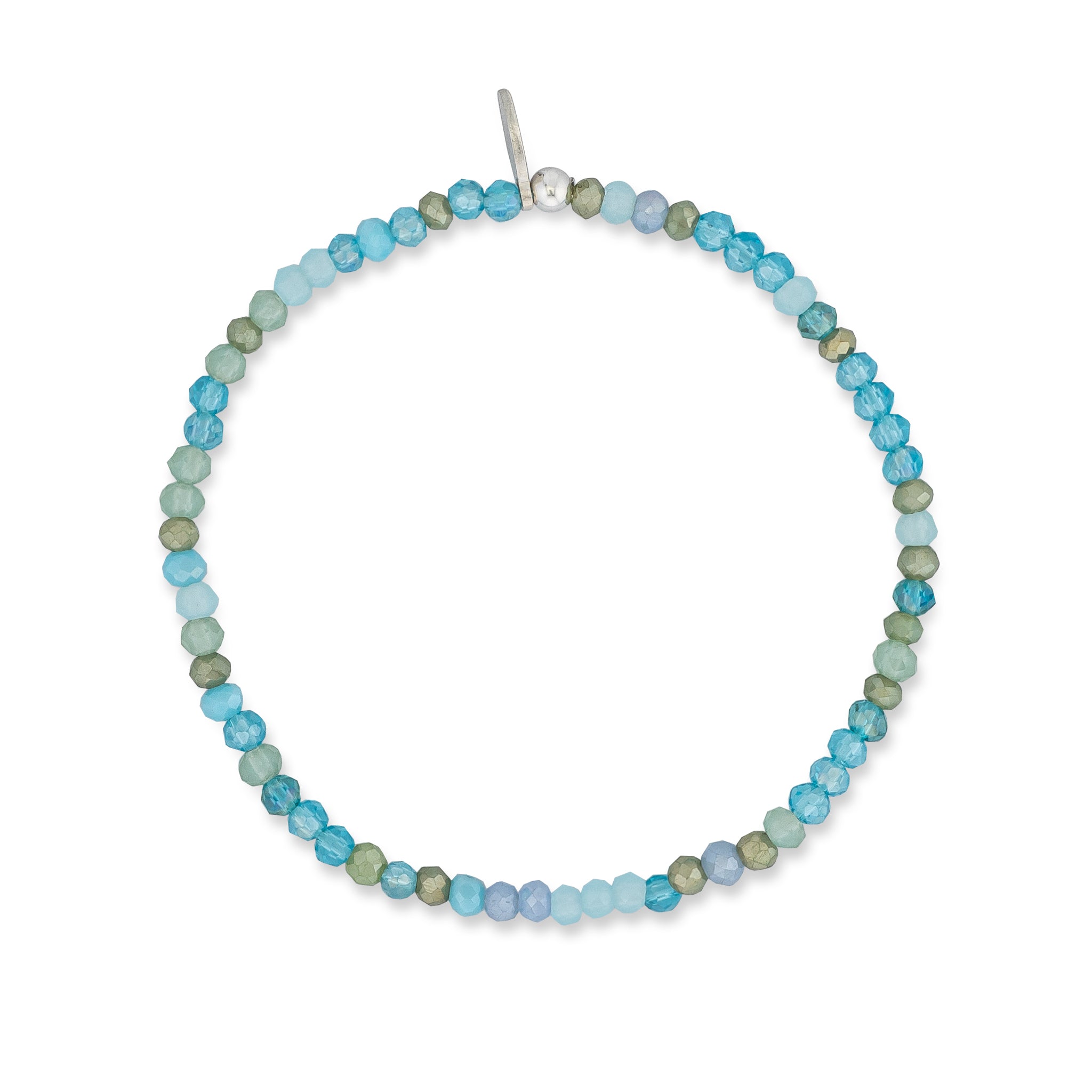 2mm Ocean Blue Multicolored Crystal Beaded Bracelet