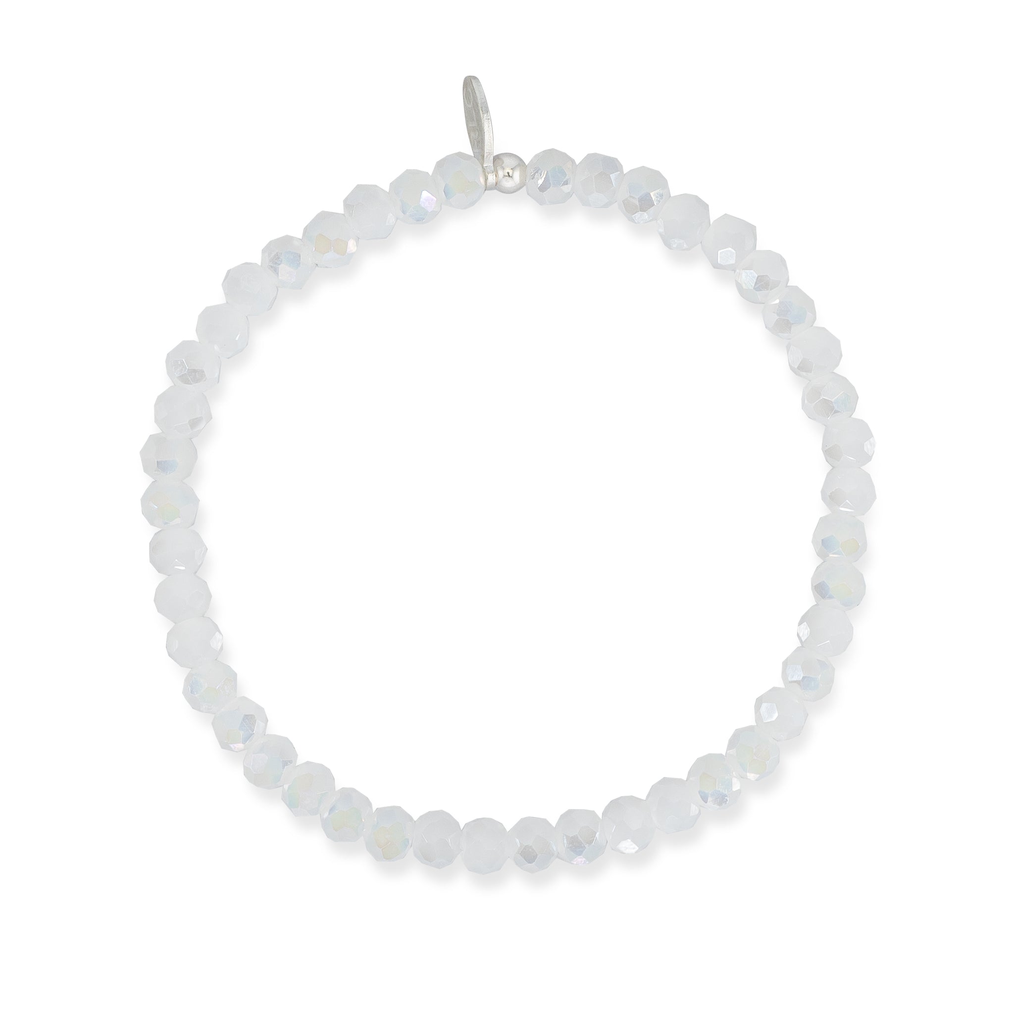 6mm Sparkly White Crystal Beaded Bracelet