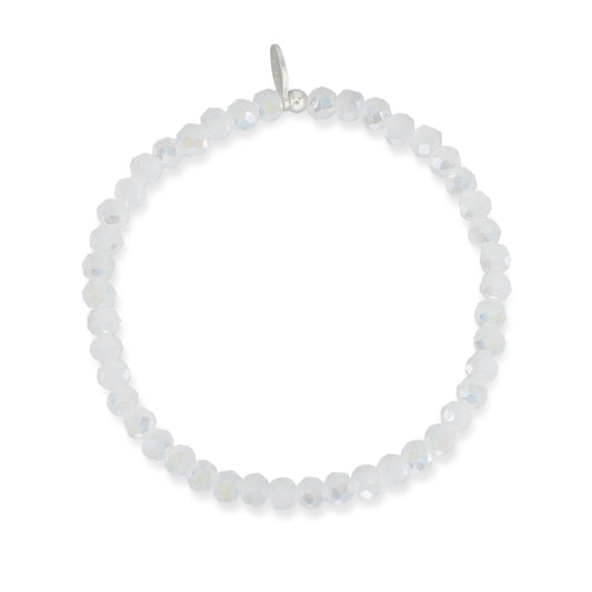 6mm Sparkly White Crystal Beaded Bracelet