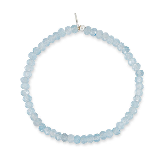 4mm Powder Blue Faceted Jade Beaded Bracelet