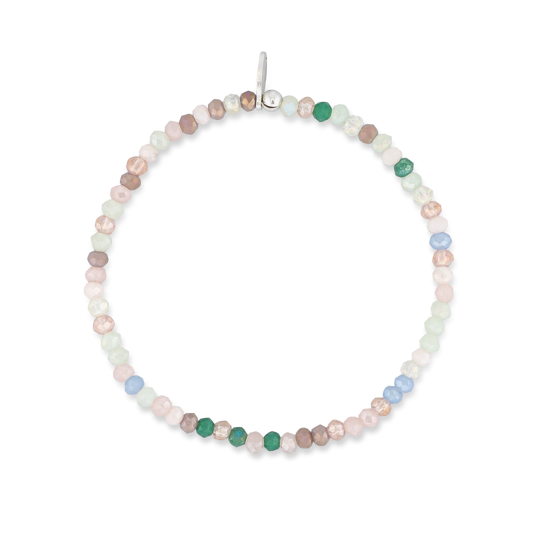 2mm Bright Green Multicolored Crystal Beaded Bracelet