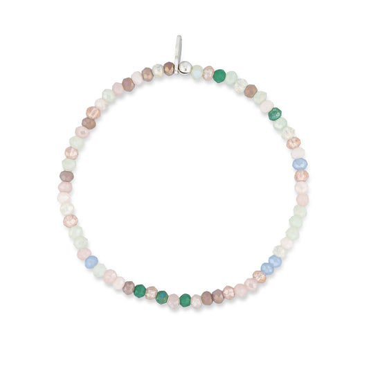 2mm Bright Green Multicolored Crystal Beaded Bracelet