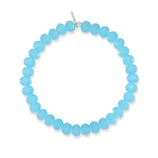 6mm Sheer Blue Crystal Beaded Bracelet