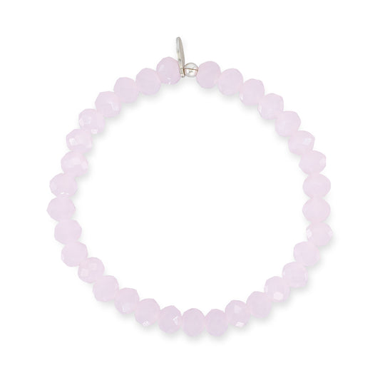 6mm Sheer Pink Crystal Beaded Bracelet