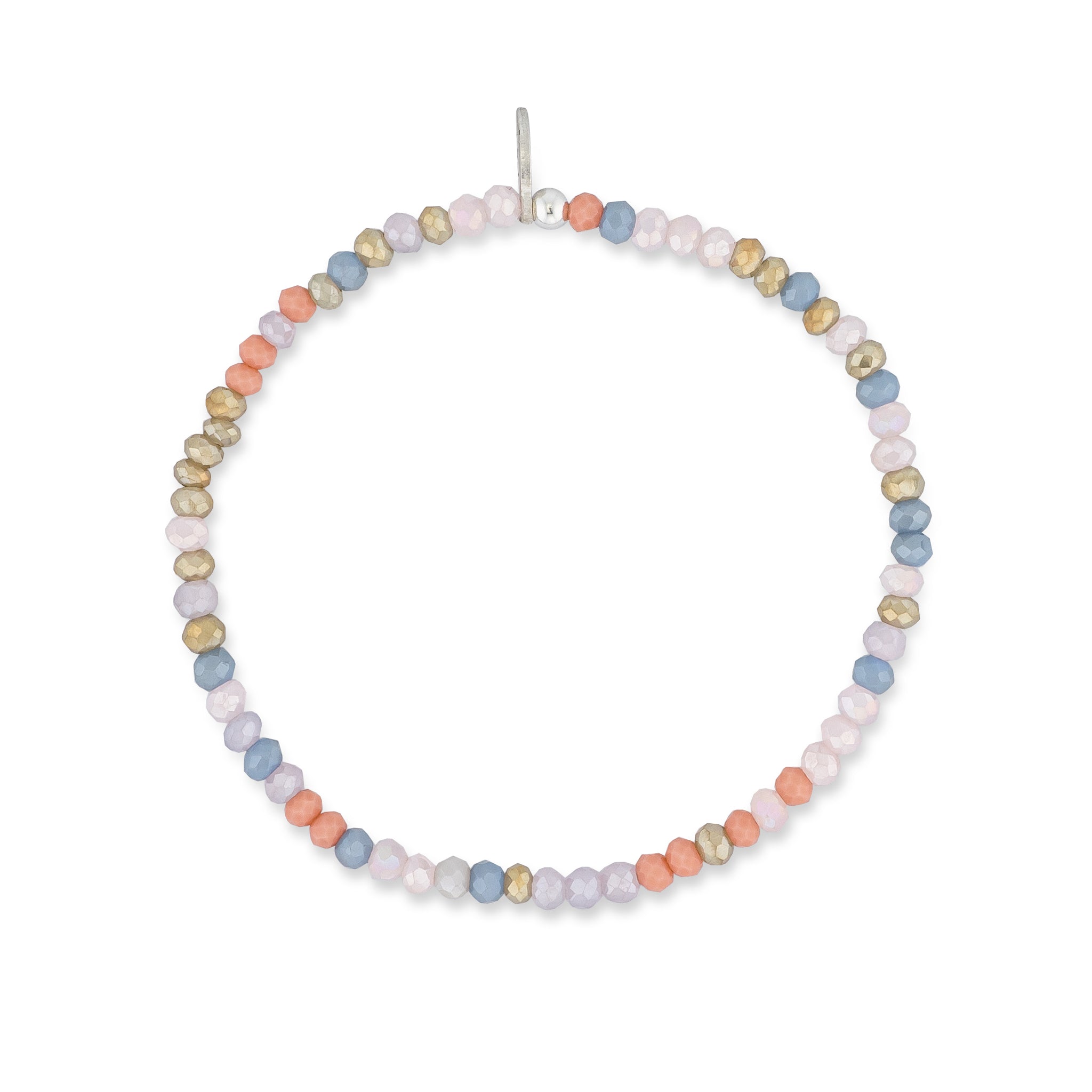 2mm Peach Multicolored Crystal Beaded Bracelet