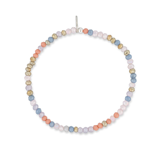 2mm Peach Multicolored Crystal Beaded Bracelet
