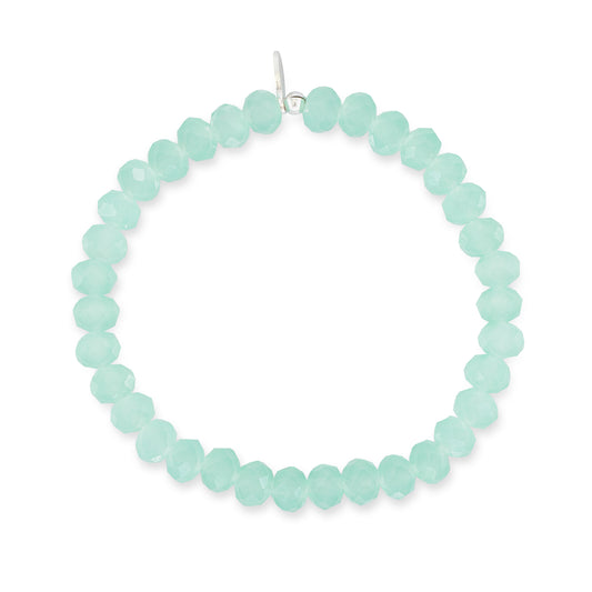 6mm Sheer Mint Green Crystal Beaded Bracelet