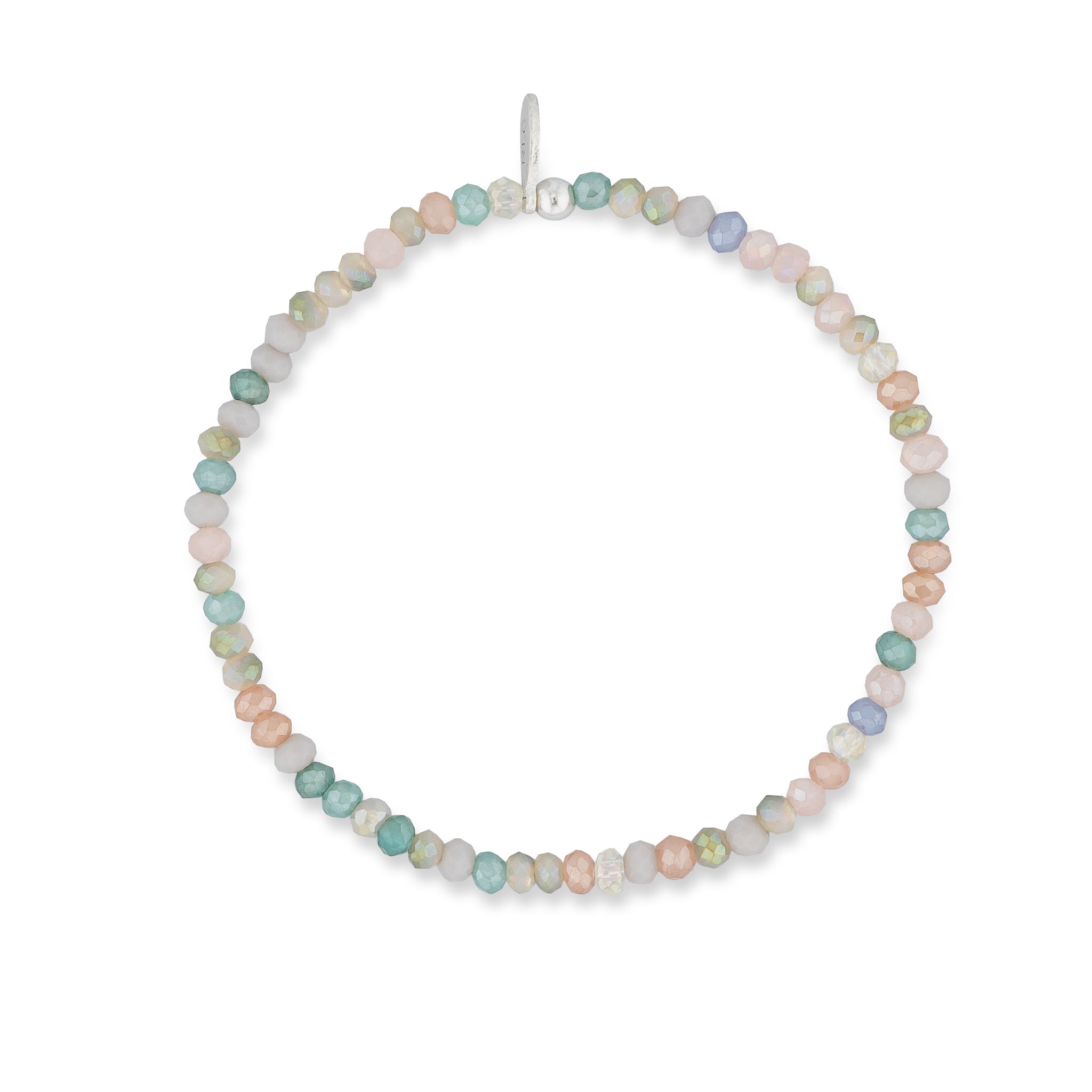 2mm Soft Green Multicolored Crystal Beaded Bracelet