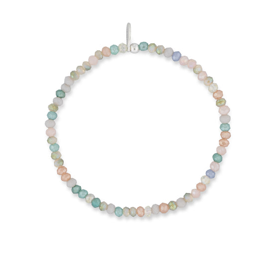 2mm Soft Green Multicolored Crystal Beaded Bracelet
