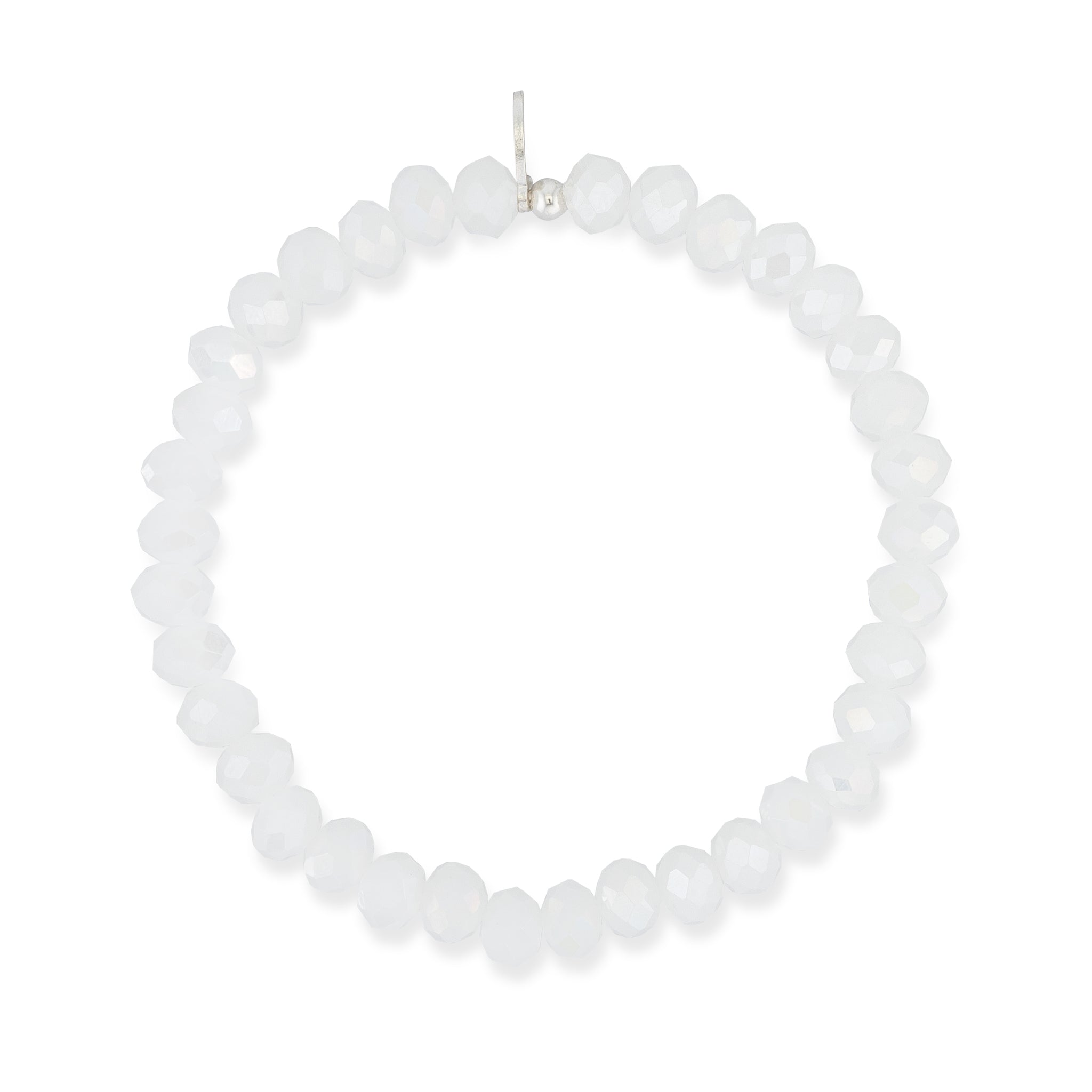 6mm Pure White Crystal Beaded Bracelet