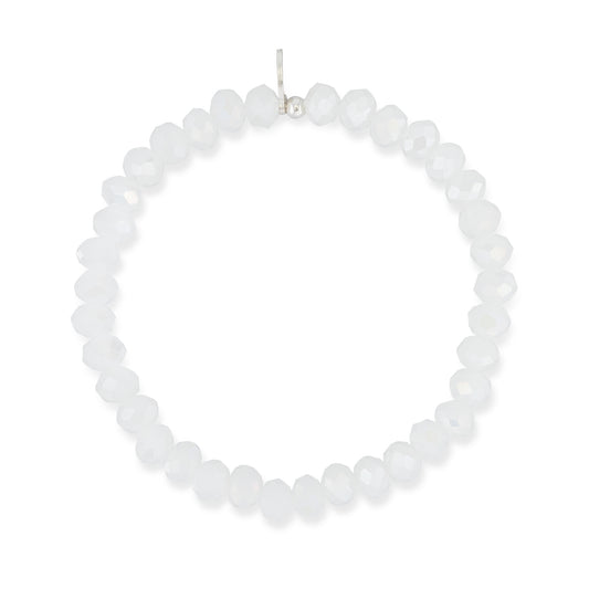 6mm Pure White Crystal Beaded Bracelet