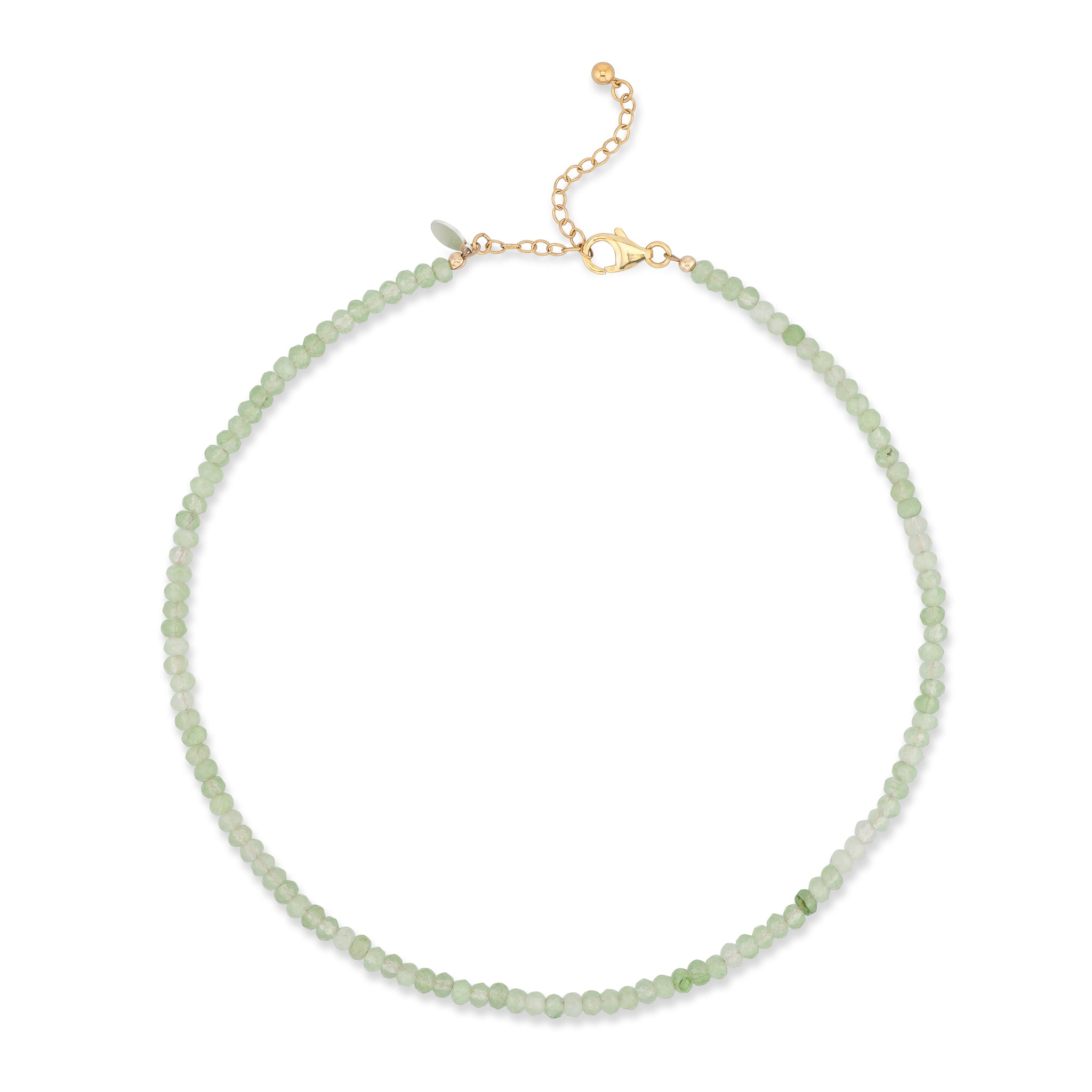 4mm Bright Green Jade Beaded Adjustable Necklace