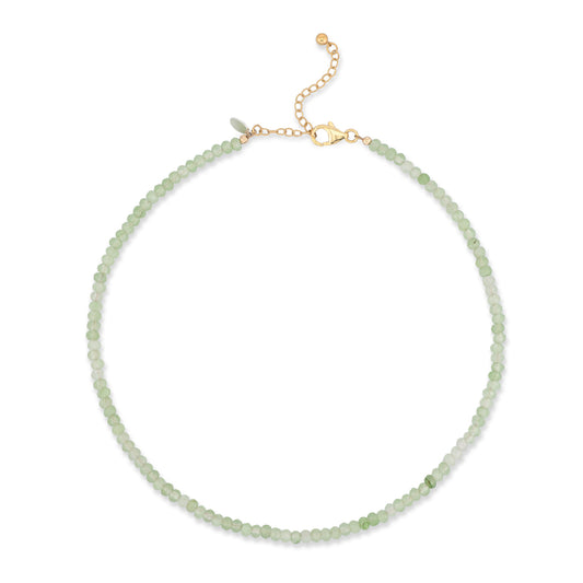 4mm Bright Green Jade Beaded Adjustable Necklace