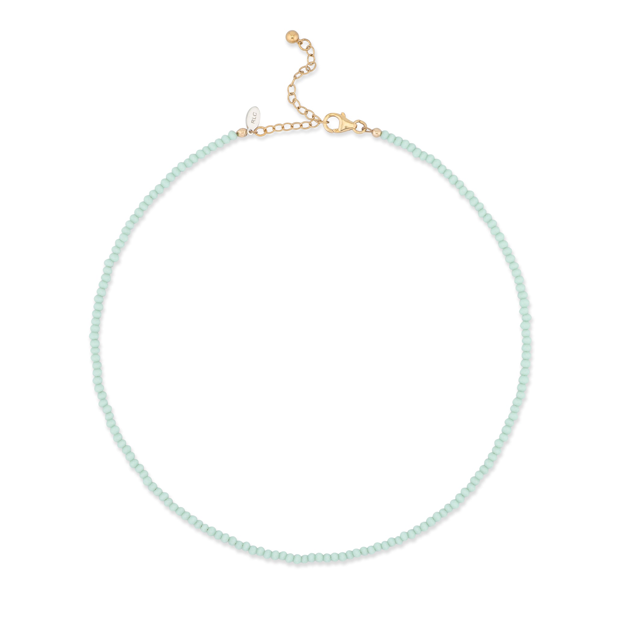 2mm Mint Green Crystal Beaded Adjustable Necklace