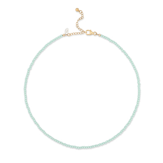 2mm Mint Green Crystal Beaded Adjustable Necklace