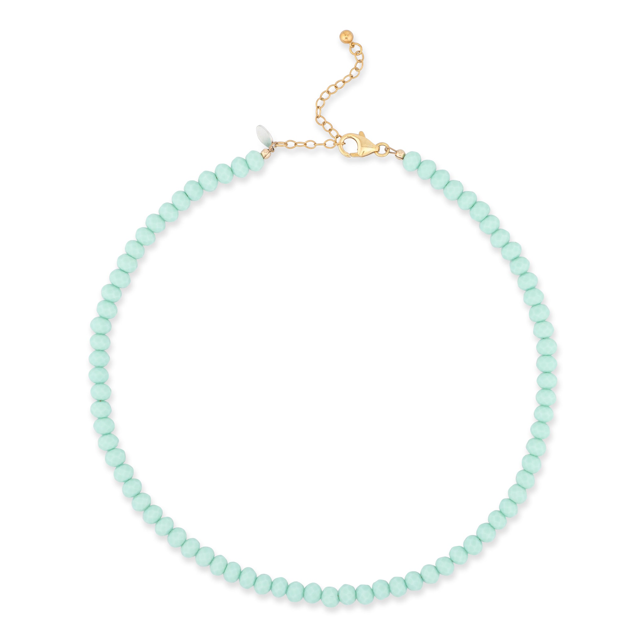 6mm Mint Green Crystal Beaded Adjustable Necklace