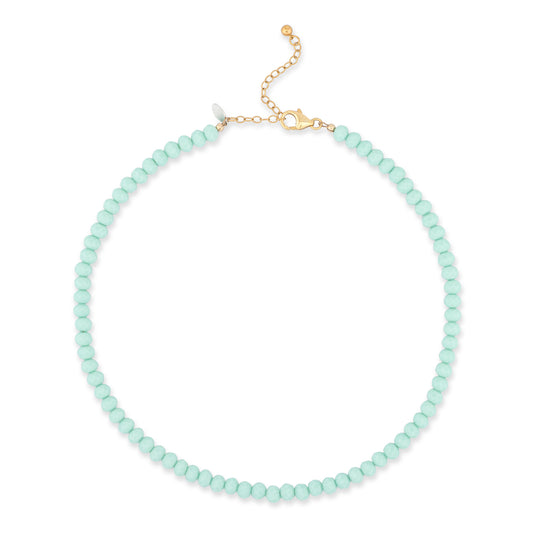 6mm Mint Green Crystal Beaded Adjustable Necklace